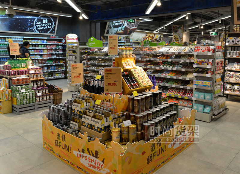 超市貨架_紅酒促銷臺